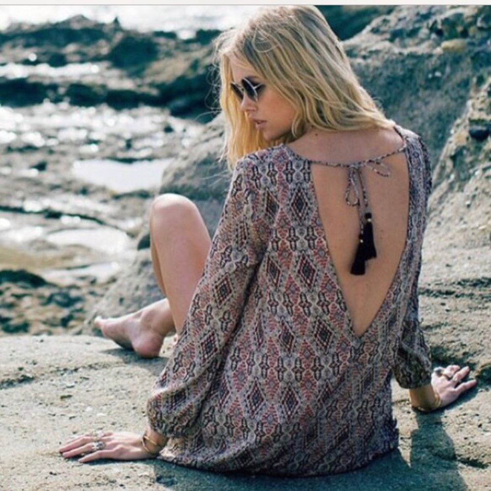 Amuse Society open back long sleeve dress